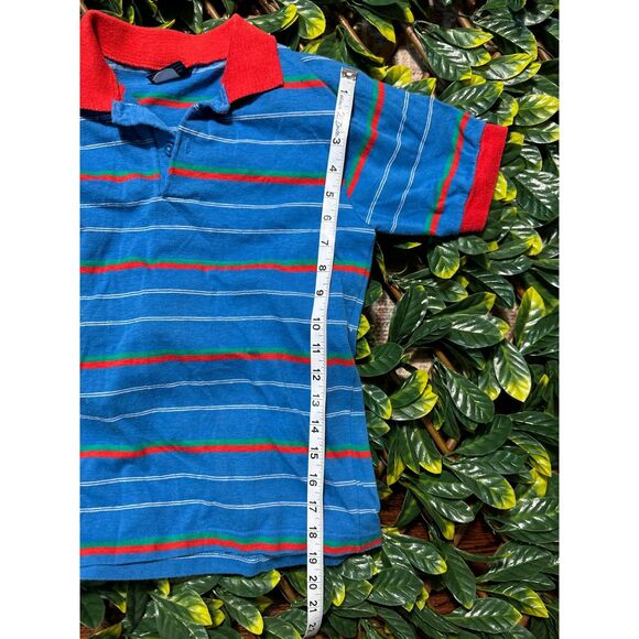 Vintage 100% Cotton Wonderknit Blue Red Striped Cropped Collared T Shirt XS/S - Picture 7 of 7